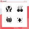 User Interface Pack of 4 Basic Solid Glyphs of protected ideas, video, hand, research, arrow