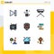 User Interface Pack of 9 Basic Filledline Flat Colors of internet, picture, chair, photo, camera