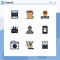 User Interface Pack of 9 Basic Filledline Flat Colors of mobile, phone, chair lift, basic, avatar