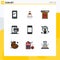 User Interface Pack of 9 Basic Filledline Flat Colors of payment, mobile, leadership, card, door