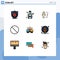 User Interface Pack of 9 Basic Filledline Flat Colors of people, business, fish, friends, forbidden