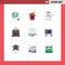 User Interface Pack of 9 Basic Flat Colors of develop, coding, encrypted, treasure, box