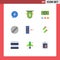 User Interface Pack of 9 Basic Flat Colors of rocket, data, finance, column, blade