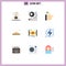 User Interface Pack of 9 Basic Flat Colors of spaceship, luxury, bubble, jewelry, fashion