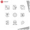 User Interface Pack of 9 Basic Outlines of gear, nature, note, agriculture, logistic