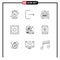 User Interface Pack of 9 Basic Outlines of imac, computer, estate, six sides, hexagon