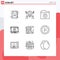 User Interface Pack of 9 Basic Outlines of smart, update, favorite, software, application