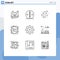 User Interface Pack of 9 Basic Outlines of vehicle configuration, setting, arrow, valentine, love