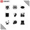 User Interface Pack of 9 Basic Solid Glyphs of account, web, promotion, video, marketing