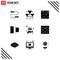 User Interface Pack of 9 Basic Solid Glyphs of asset, horizontal, valentine, distribute, photo