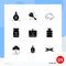 User Interface Pack of 9 Basic Solid Glyphs of computer, tablets, mixer, medical, data