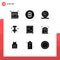 User Interface Pack of 9 Basic Solid Glyphs of dressing, cupboard, shopping, window, marker