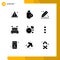 User Interface Pack of 9 Basic Solid Glyphs of flower, room, compose, living, stationery