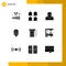 User Interface Pack of 9 Basic Solid Glyphs of gasoline, game, real, sport, uncle