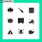 User Interface Pack of 9 Basic Solid Glyphs of global, locker, tools, strategy, economy