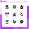 User Interface Pack of 9 Basic Solid Glyphs of halloween, big, music, snow, flake