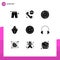 User Interface Pack of 9 Basic Solid Glyphs of headset, audio, galaxy, biology, circus