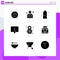 User Interface Pack of 9 Basic Solid Glyphs of monitor, desktop, battery, computer, power