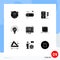 User Interface Pack of 9 Basic Solid Glyphs of online, bulb, toggle, light, data