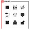 User Interface Pack of 9 Basic Solid Glyphs of shop, tulip, gender, plant, decoration