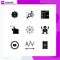 User Interface Pack of 9 Basic Solid Glyphs of snow, swipe, check, gesture, list