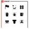 User Interface Pack of 9 Basic Solid Glyphs of tools, patch, garden, home, cleaning