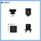 User Interface Pack of Basic Solid Glyphs of chair, file, folding chair, star, interface