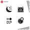 User Interface Pack of Basic Solid Glyphs of moon, layout, brief, office case, business