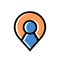 User location symbol, map pin with people logo, gps pointer icon