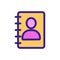 User notepad icon vector. Isolated contour symbol illustration