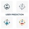 User Prediction icon set. Four elements in diferent styles from big data icons collection. Creative user prediction icons filled,