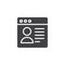 User profile browser page vector icon