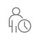 User profile with clock line icon. Public navigation, waiting hall symbol