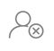 User profile with cross checkmark line icon. Employee rejected symbol