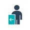 User profile with exit sign colored icon. Public navigation symbol