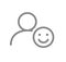 User profile with happy face line icon. Smile rating, feedback symbol