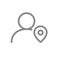 User profile with location mark line icon. Public place navigation, direction