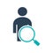 User profile profile with magnifying glass colored icon. Looking for people, employee search symbol