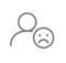 User profile with sad face line icon. Sad rating, dislike, feedback symbol