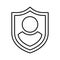 User Protection icon. Line, outline design