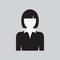 User Woman Icon. Lady`s Profile. Female Web Sign, Flat art Object. Black and White Silhouette of Girl in Business Suit. Avatar