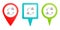 users, avatars, refresh, pin icon. Multicolor pin vector icon, diferent type map and navigation point