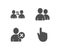 Users, Delete user and Communication icons. Hand click sign. Couple of people, Remove profile, Users talking.