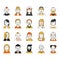 Users icon set in linear style. Various funny characters male and female