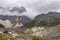 Ushguli - Amazing view on the Shkhara Glacier in the Greater Caucasus Mountain Range in Georgia.