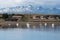 USHUAIA, ARGENTINA - april 04. 2018: Ships at the Port of Ushuaia, the capital of Tierra del Fuego, next to the little harbor town