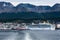 USHUAIA, ARGENTINA - april 04. 2018: Ships at the Port of Ushuaia, the capital of Tierra del Fuego, next to the little harbor town