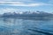 Ushuaia cityscape from Beagle channel, Argentina landscape