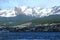 Ushuaia and its mountain backdrop from the Beagle Channel