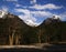 ushuaia-tierra del fuego-argentina panoramic view of patagonia lake with sky with clouds-